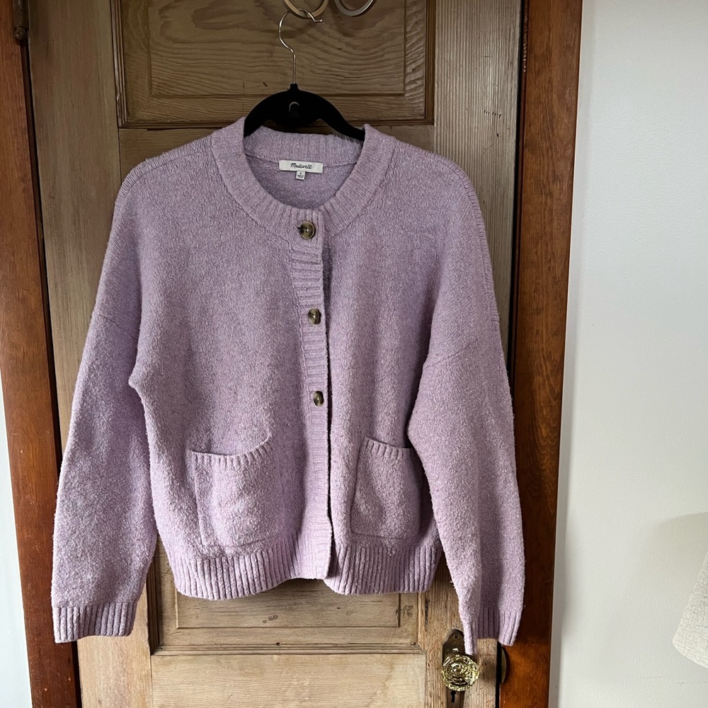 Madewell Lilac Cropped Marled Cardigan, Women’s Large